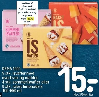 REMA 1000 Rema 1000 isvafler med overtræk og nødder, sommerisvafler eller raket limonadeis tilbud