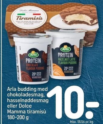 REMA 1000 Arla budding med chokoladesmag, hasselnøddesmag eller dolce mamma tiramisù tilbud