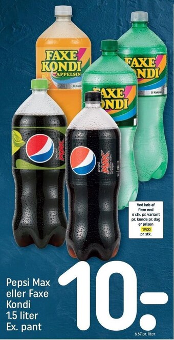 REMA 1000 Pepsi max eller faxe kondi tilbud