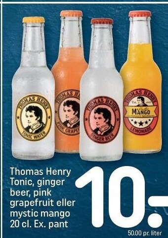 REMA 1000 Thomas henry tonic, ginger beer, pink grapefruit eller mystic mango tilbud