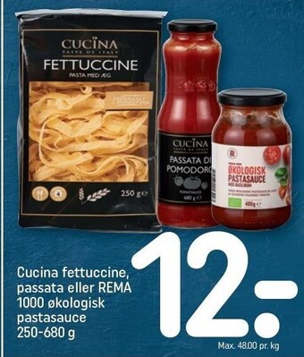 REMA 1000 Cucina fettuccine, passata eller rema 1000 økologisk pastasauce tilbud