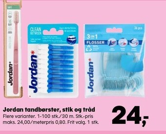 SuperBrugsen Jordan tandbørster, stik og tråd tilbud