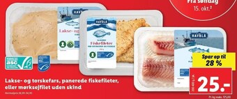 Lidl Lakse- og torskefars, panerede fiskefileter, eller mørksejfilet uden skind tilbud