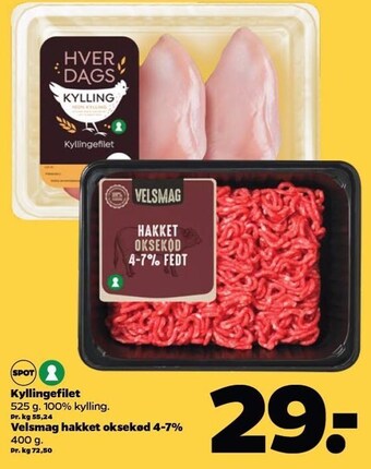 Netto Kyllingefilet eller velsmag hakket oksekød 4-7% tilbud