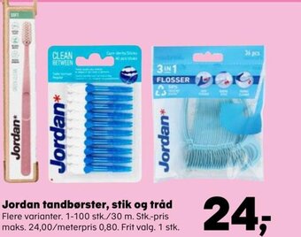 Jordan tandbørster, stik og tråd