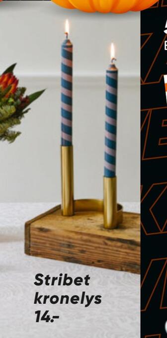 Bilka Stribet kronelys tilbud