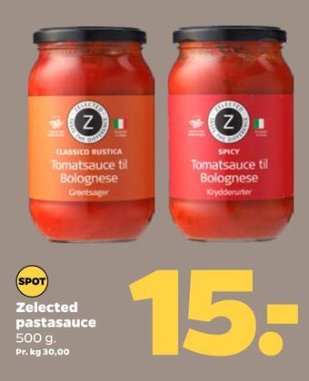 Zelected pastasauce