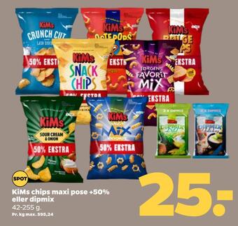 Netto Kims chips maxi pose +50% eller dipmix tilbud