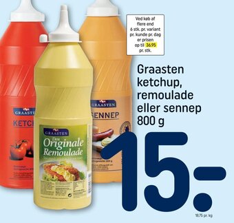 REMA 1000 Graasten ketchup, remoulade eller sennep 800 g tilbud