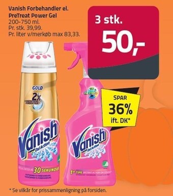 Fleggaard Vanish forbehandler el. pretreat power gel - 3 stk tilbud