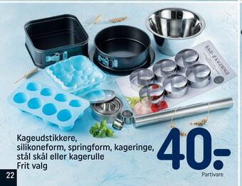 REMA 1000 Kageudstikkere, silikoneform, springform, kageringe, stål skål eller kagerulle tilbud