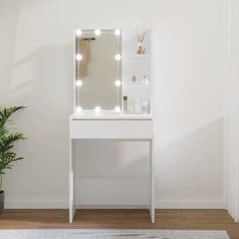 Bolig Center Makeupbord med led-lys 60x40x140 cm hvid tilbud