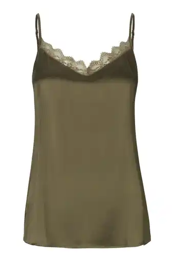 Sinnerup Créton annie silke top (dark olive, s) tilbud