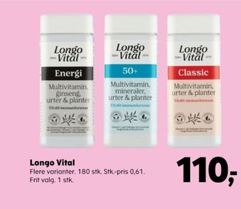 Kvickly Longo vital vitaminer tilbud