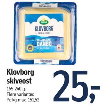 Føtex Klovborg skiveost danbo mellemlagret tilbud