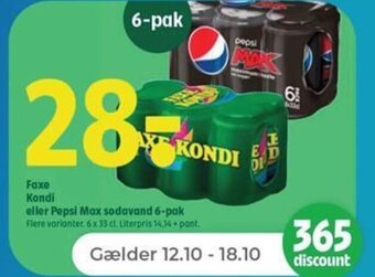 Faxe Kondi eller Pepsi Max sodavand 6-pak