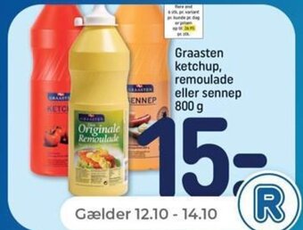Netto Graasten ketchup, remoulade eller sennep 800 g tilbud