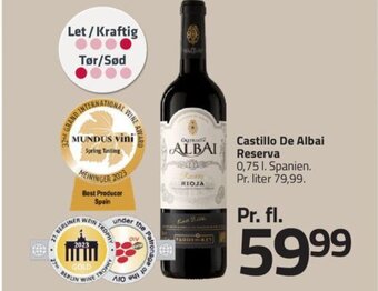 Fleggaard Castillo De Albai Reserva 0,75 l. tilbud