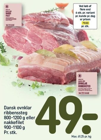 REMA 1000 Dansk ovnklar ribbenssteg eller nakkefilet tilbud