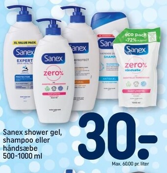 REMA 1000 Sanex shower gel, shampoo eller håndsæbe tilbud