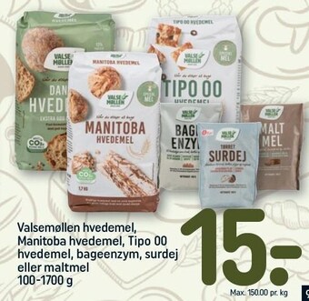 REMA 1000 Valsemøllen hvedemel, manitoba hvedemel, tipo 00 hvedemel, bageenzym, surdej eller maltmel tilbud