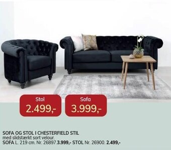 Daells Bolighus Sofa og stol i chesterfield stil tilbud