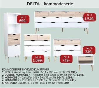 Daells Bolighus Kommodeserie i hvid/eg kunstfiner tilbud