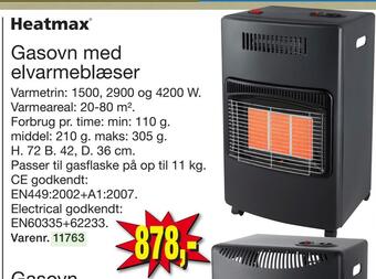 Harald Nyborg Gasovn med elvarmeblæser tilbud