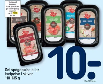 REMA 1000 Gøl spegepølse eller kødpølse i skiver 110-135 g tilbud