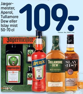 REMA 1000 Jæger-meister, Aperol, Tullamore Dew eller Islay mist 50-70 cl tilbud