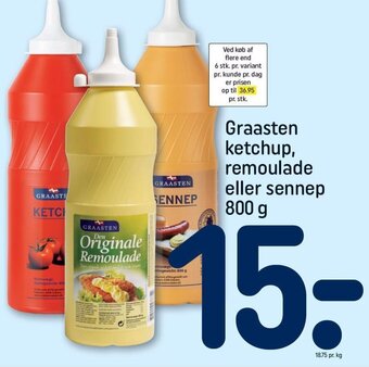 REMA 1000 Graasten ketchup, remoulade eller sennep 800 g tilbud