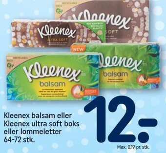 REMA 1000 Kleenex balsam eller Kleenex ultra soft boks eller lommeletter 64-72 stk. tilbud