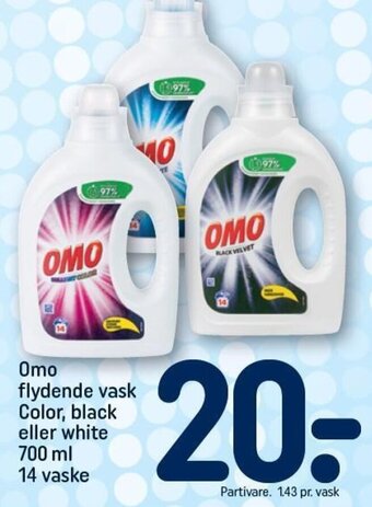 REMA 1000 Omo flydende vask Color, black eller white 700 ml 14 vaske tilbud