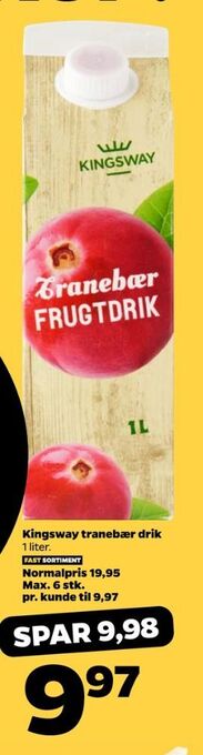 Netto Kingsway tranebærdrik tilbud