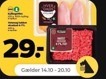 Netto Kyllingefilet ,Velsmag hakket oksekød 4-7% tilbud