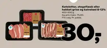 Coop 365 Koteletter, stegeflæsk eller hakket grise og kalvekød 8-12% tilbud