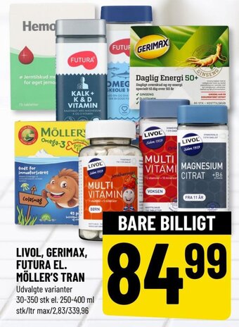 Løvbjerg LIVOL, GERIMAX, FUTURA EL. MÖLLER'S TRAN tilbud