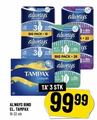 Løvbjerg ALWAYS BIND EL. TAMPAX tilbud