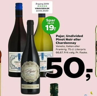 Coop 365 Pajar, Undivided Pinot Noir eller Chardonnay tilbud