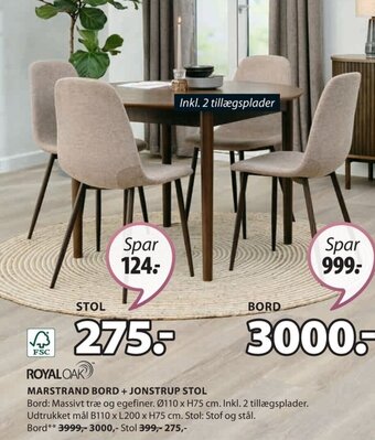 JYSK MARSTRAND BORD + JONSTRUP STOL tilbud