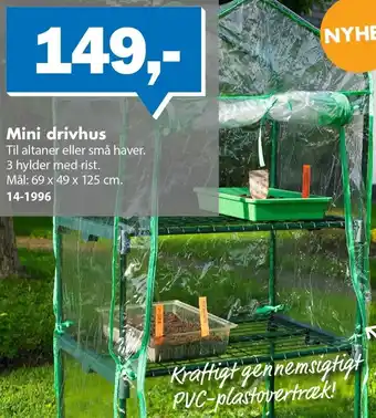 Biltema Mini Drivhus Mål 69x49x125 cm tilbud