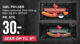 MENY Gøl Pølser 300-500g tilbud