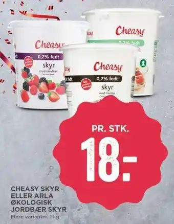 MENY Cheasy Skyr Eller Arla Økologisk Jordbær Skyr 1 Kg tilbud