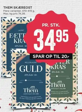 MENY Them Skæreost 470-615g tilbud