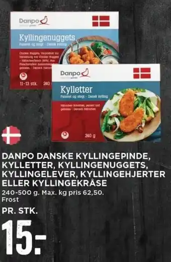 Danpo Danske Kyllingepinde, Kylletter, Kyllingenuggets, Kyllingelever, Kyllingehjerter Eller Kyllingekråse 240-500g