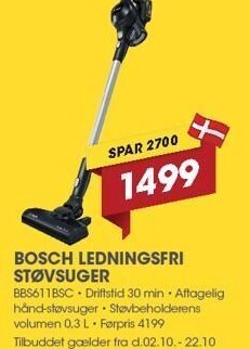 Punkt1 Bosch ledningsfri støvsuger tilbud