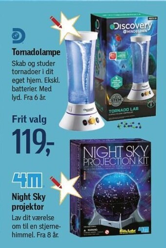 Føtex Tornadolampe eller night sky projektor tilbud
