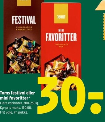 Coop 365 Toms festival eller mini favoritter tilbud