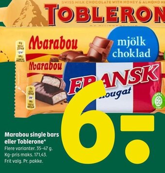 Coop 365 Marabou single bars eller Toblerone tilbud