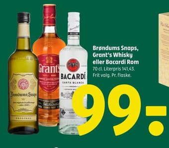 Brøndums Snaps, Grant's Whisky eller Bacardi Rom